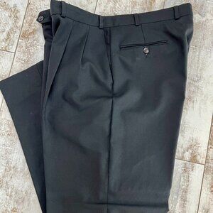 Mens Franco Tassi Black Pleated Dress Pants